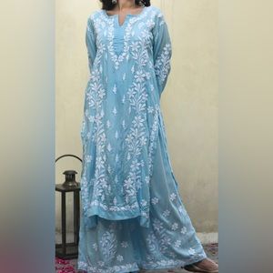 Brand new with tags chikankari plazo suit